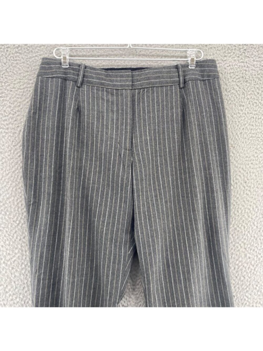 Talbots Pants Womens 12W Gray Pinstripe Wool Stretch Wide Leg Trousers Career - Picture 2 of 11